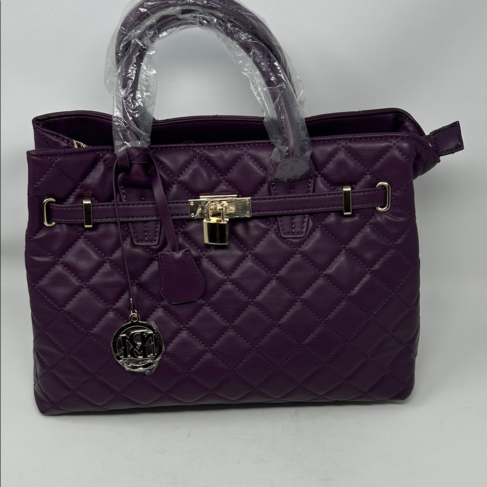 NWT Badgley Mischka Purple Quilted Satchel